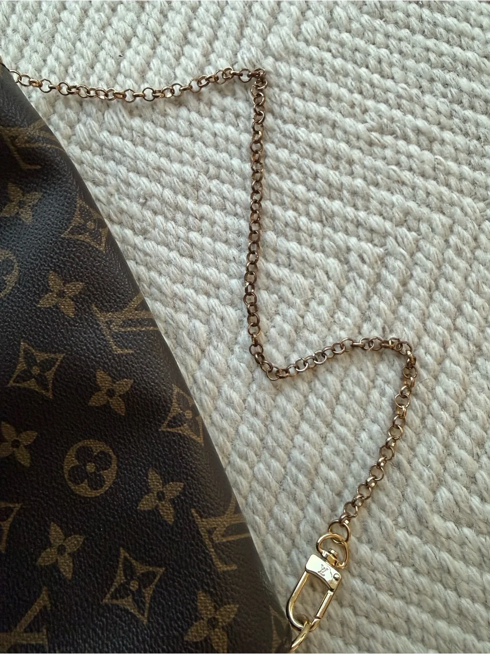 Louis Vuitton Favorite Monogram Canvas Brown and Gold Chain Shoulder Bag